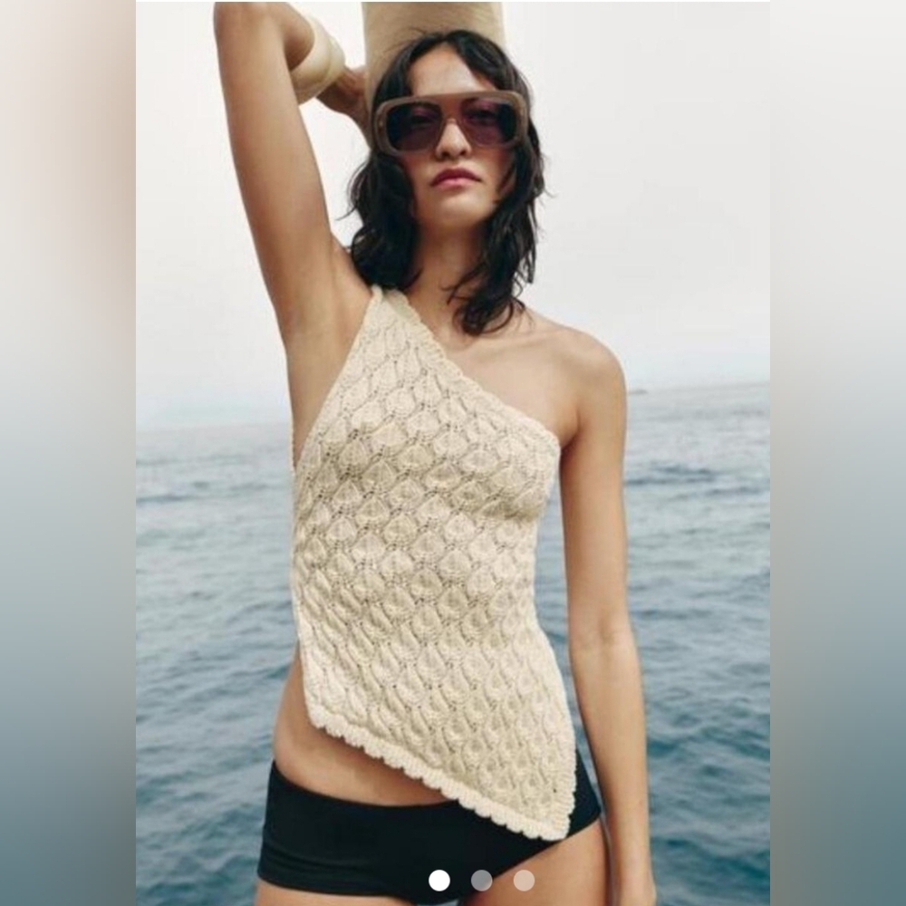 Zara Cream One-Shoulder Tank Top